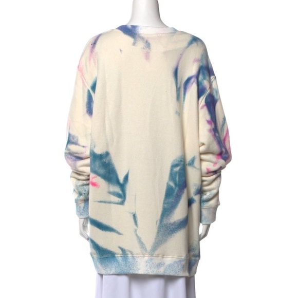 THE ELDER STATESMAN Cream Multi-Color Tie Dye Sweatshirt - Picture 3 of 3
